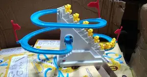 Electric Cartoon Duck Climbing Music Train Toys