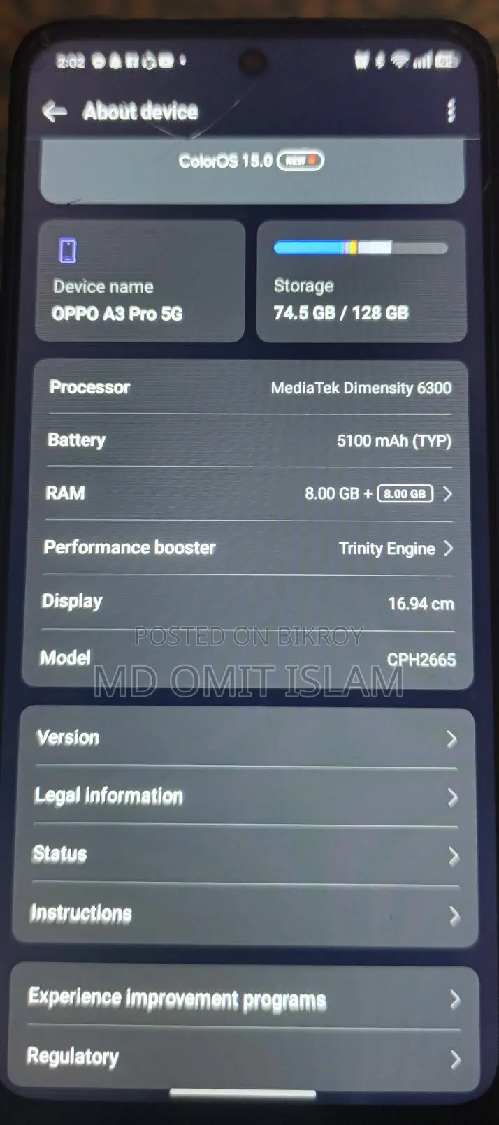 OPPO A3 pro (Used)