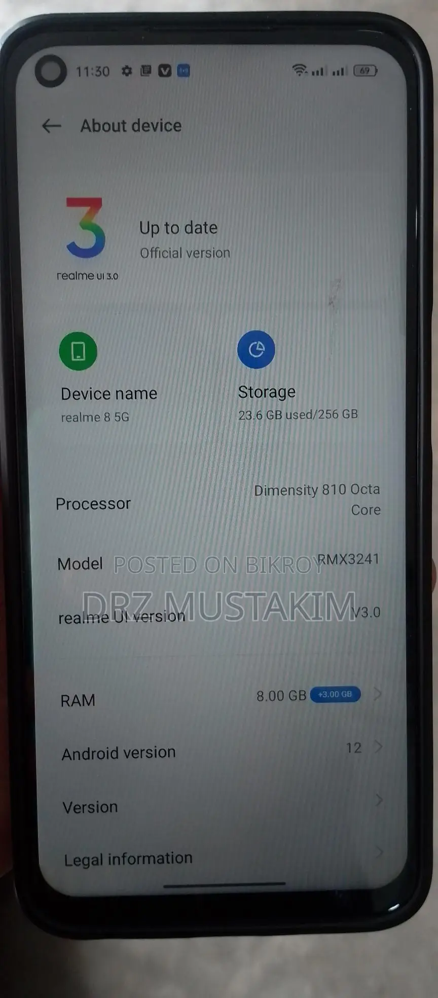 Realme 8 ৮ জিবি রেম ২৫৬ রোম (Used)