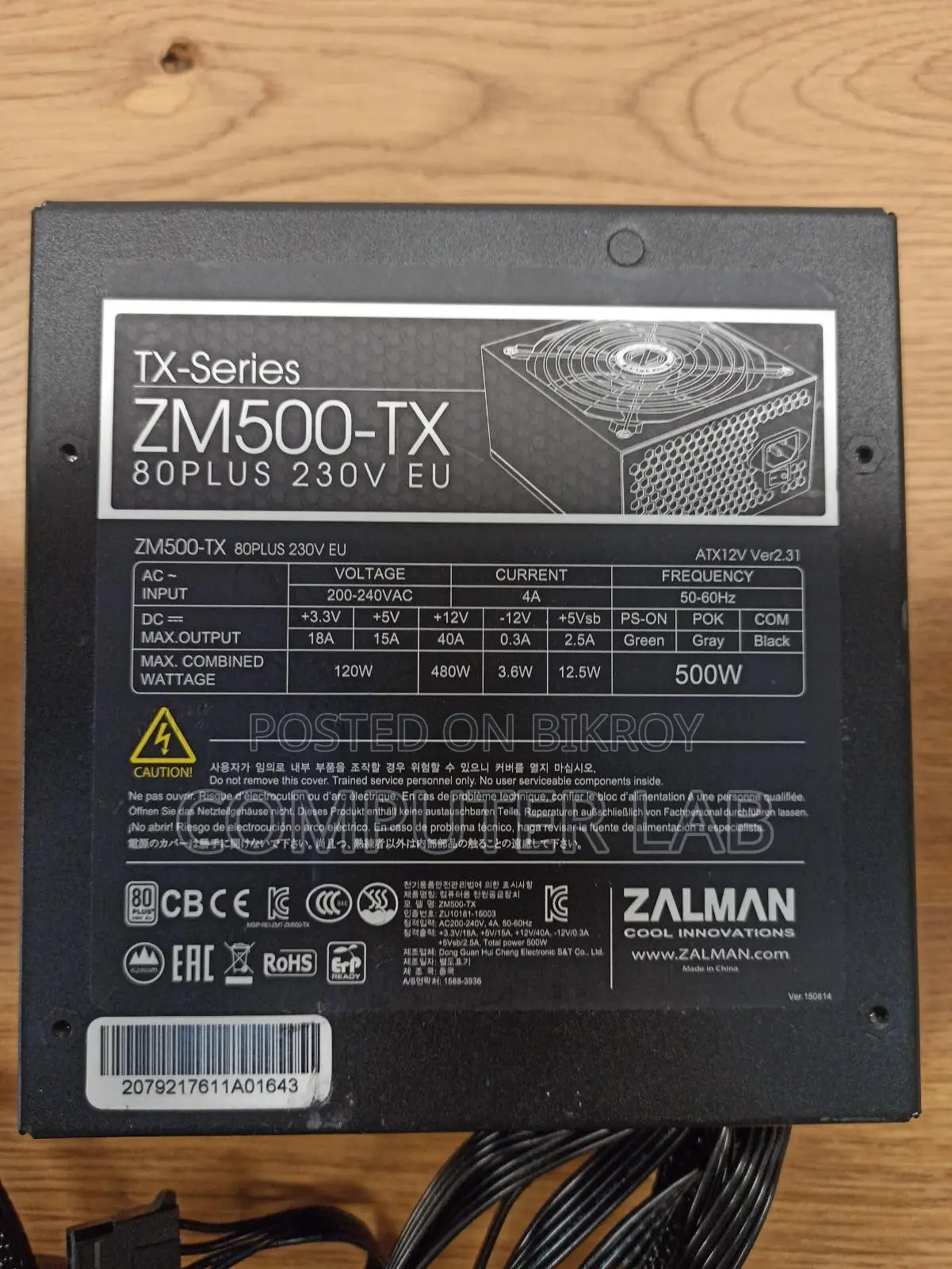 𝖹𝖺𝗅𝗆𝖺𝗇 500Watt 80Plus Supper Gaming Power Supply with warranty
