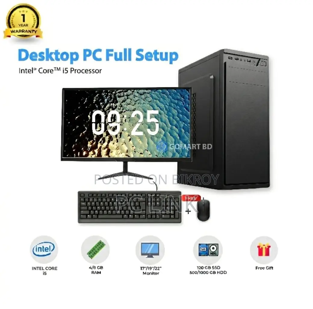 New Core i5 PC Gigabyte 61, 17" Monitor, 500GB, 8GB RAM