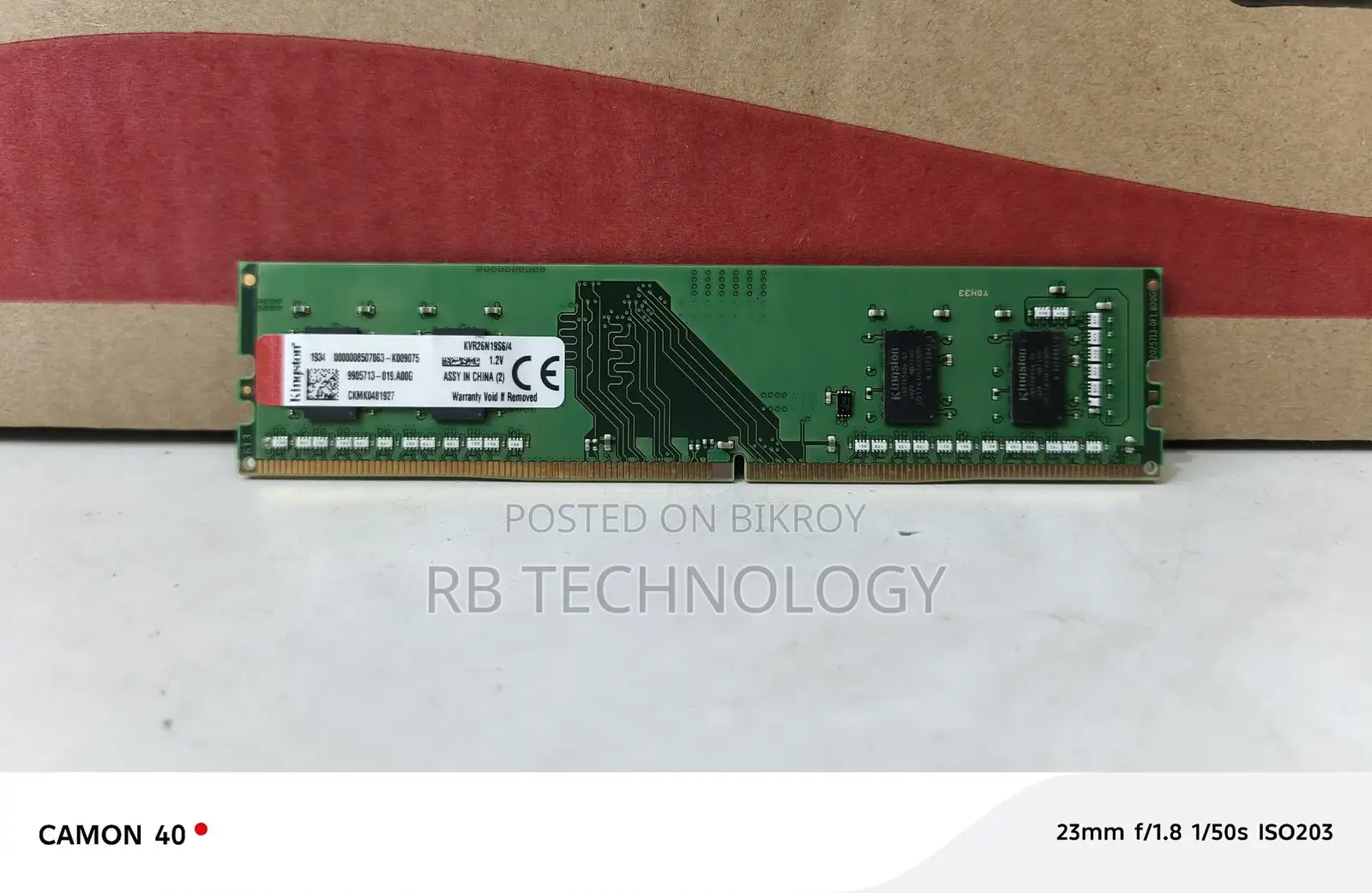 Kingston 4GB DDR4 Desktop Ram 1 Year Warranty