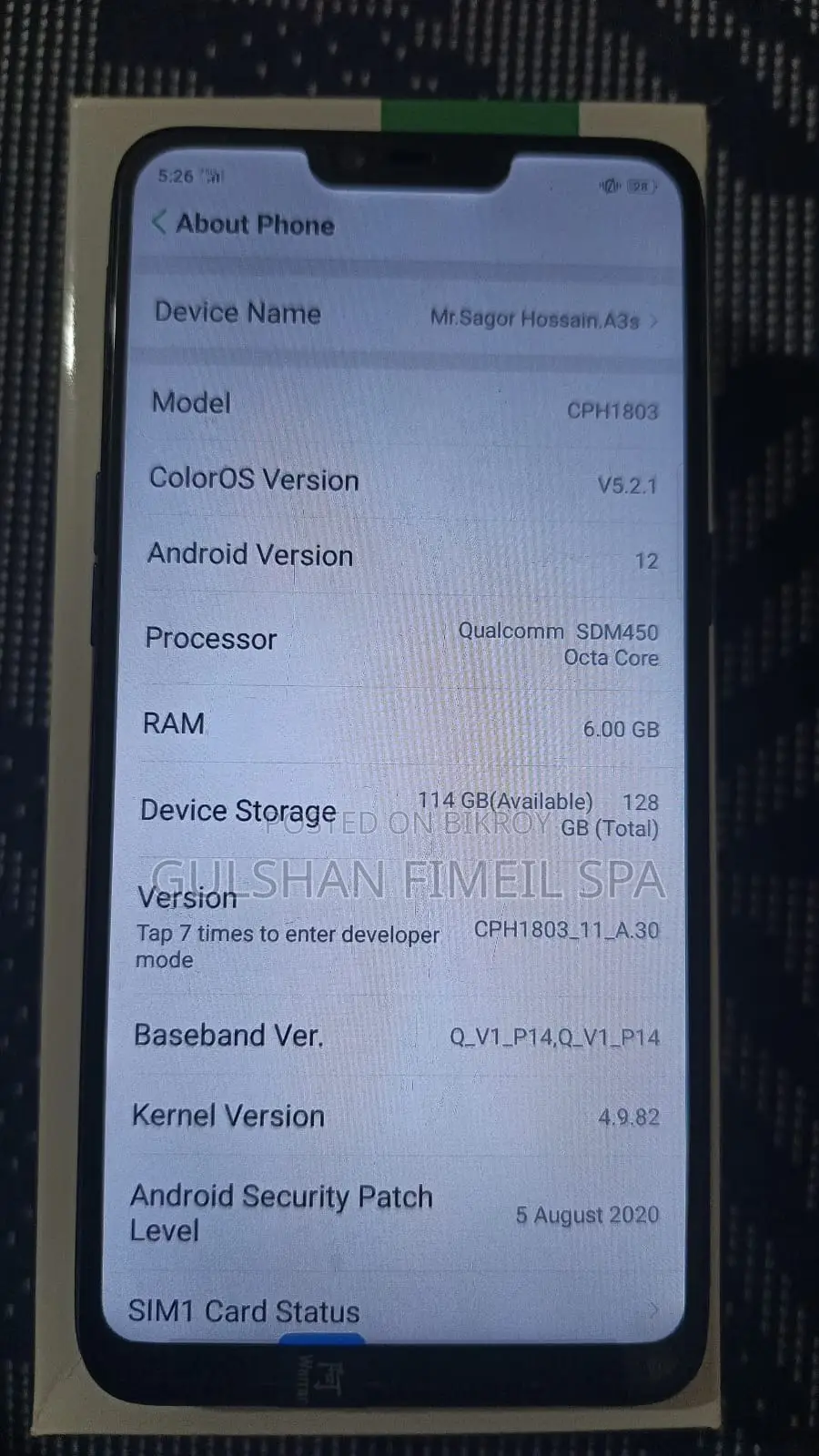 OPPO A3s 6/128gb.5g (Used)