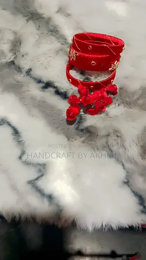Exclusive Handmade Silk Thread and Kundan Bangle Set (Red-Black)