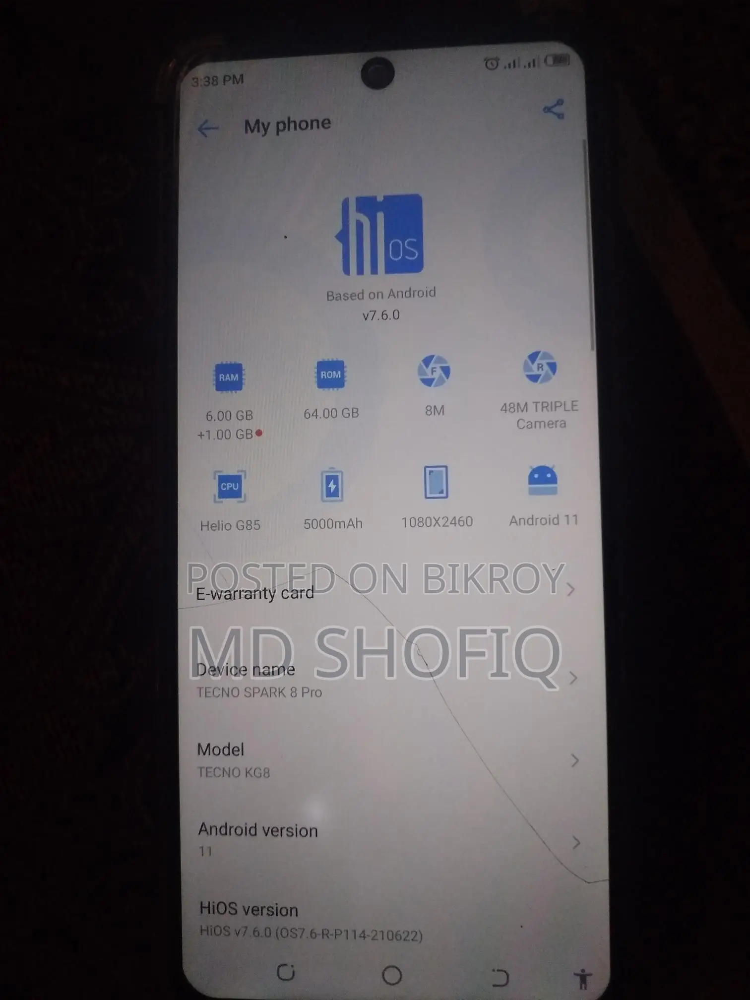 Tecno Spark 8 Pro 6 gb 64gb (Used)