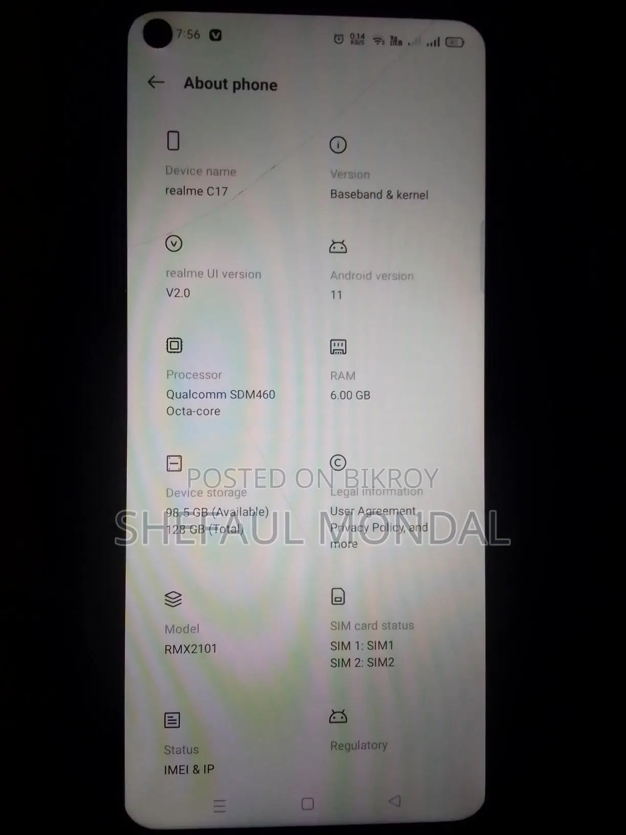Realme C17 RAM 8+ROM128 (Used)