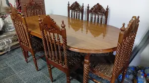 ছয় আসনের কাঠের ডাইনিং টেবিল