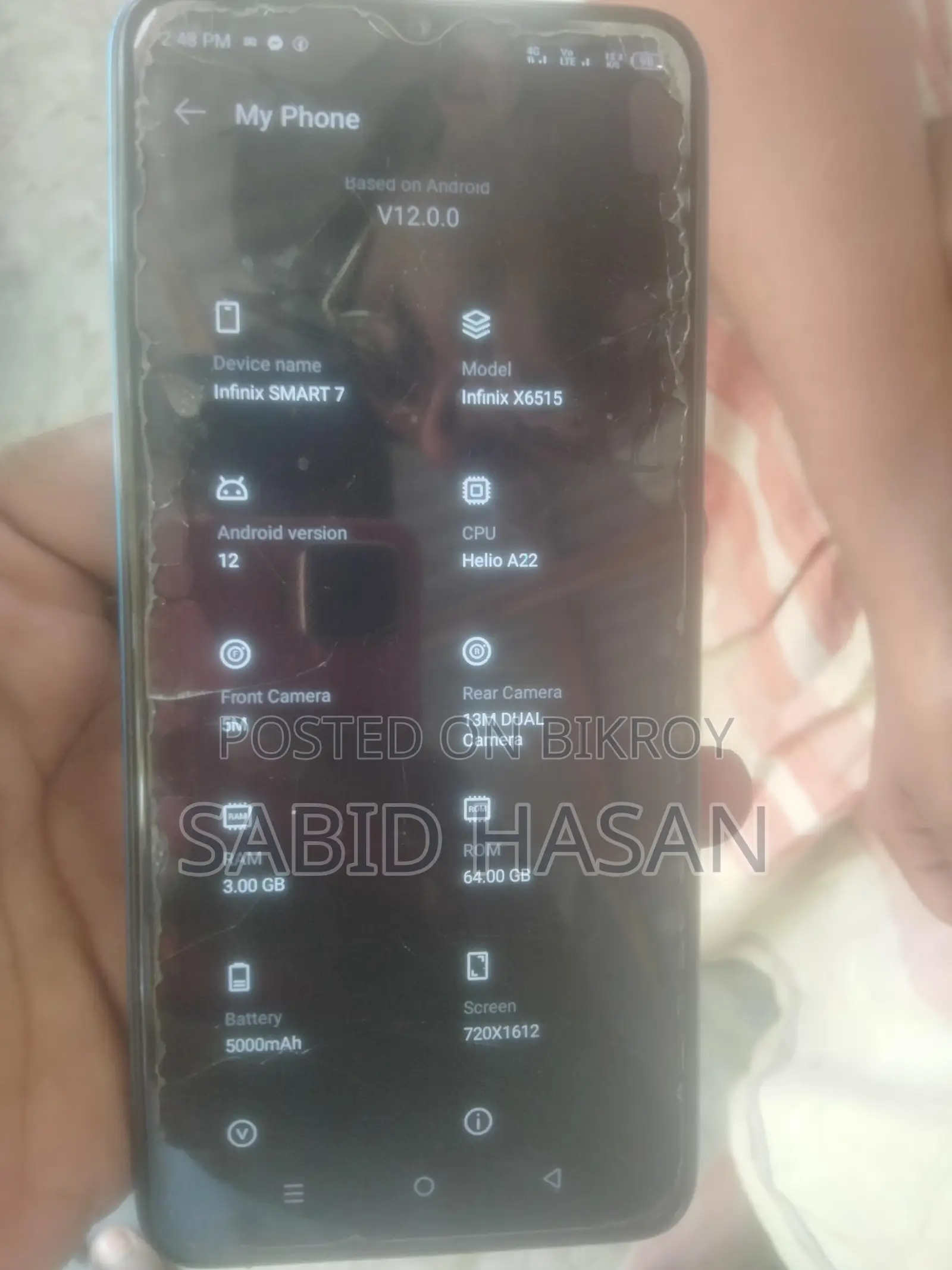 Infinix Smart 7 (Used, Fresh Condition)