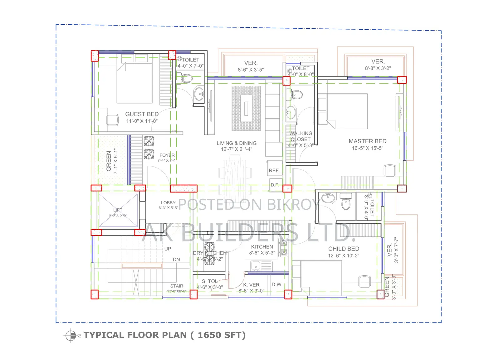 Attractive 1650 sq. ft. flat for sale in Bashundhara Block L!!