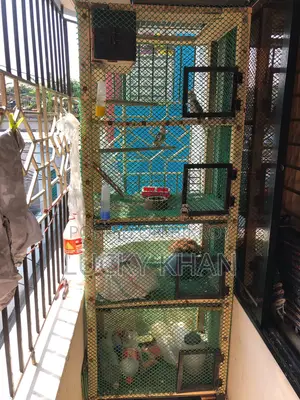 Handmade wood and mesh cage