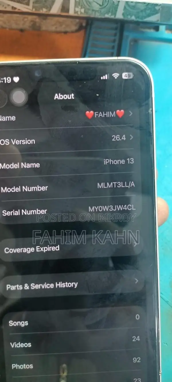 Apple iPhone 13 256 GB Rom box Ase (Used)