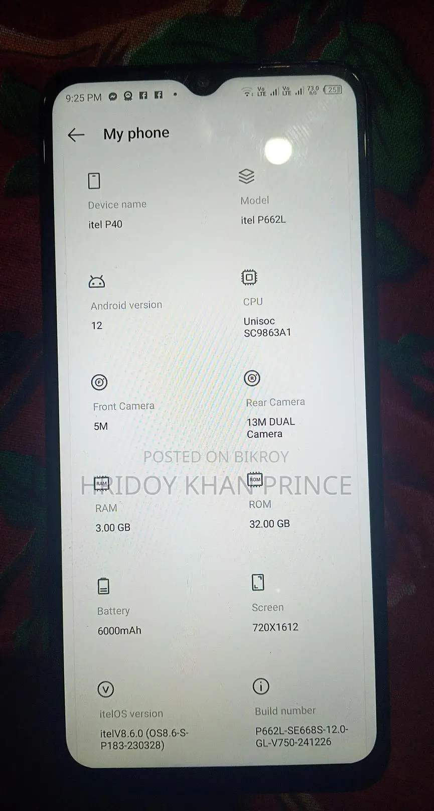 Itel P36 . (Used)