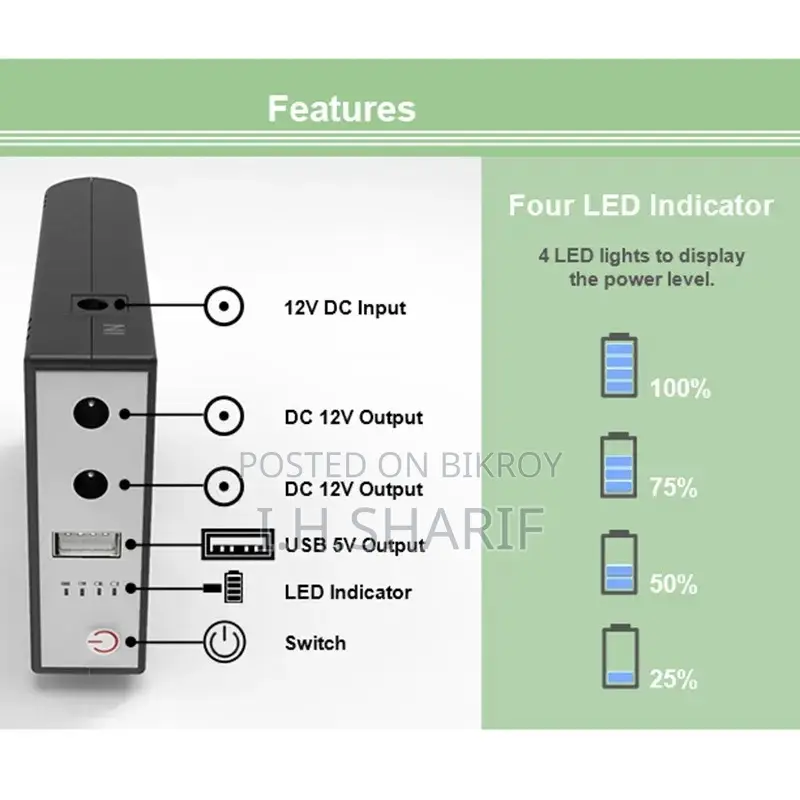 Wgp Mini Ups For Router, Onu, Cctv 10400mah