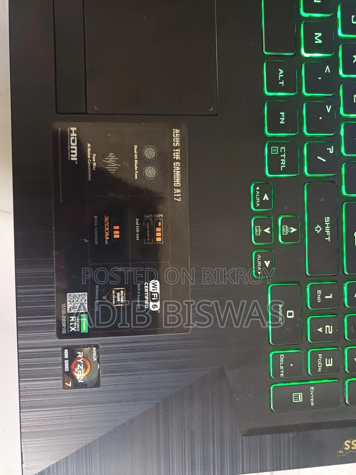 ASUS TUF Gaming A17, Ryzen 7 4800H, NVIDIA RTX 3050 4GB, 16GB RAM