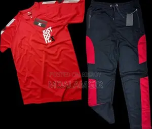 Men’s Stylish T-shirt & Jogger Pant Set (Red Black) – New
