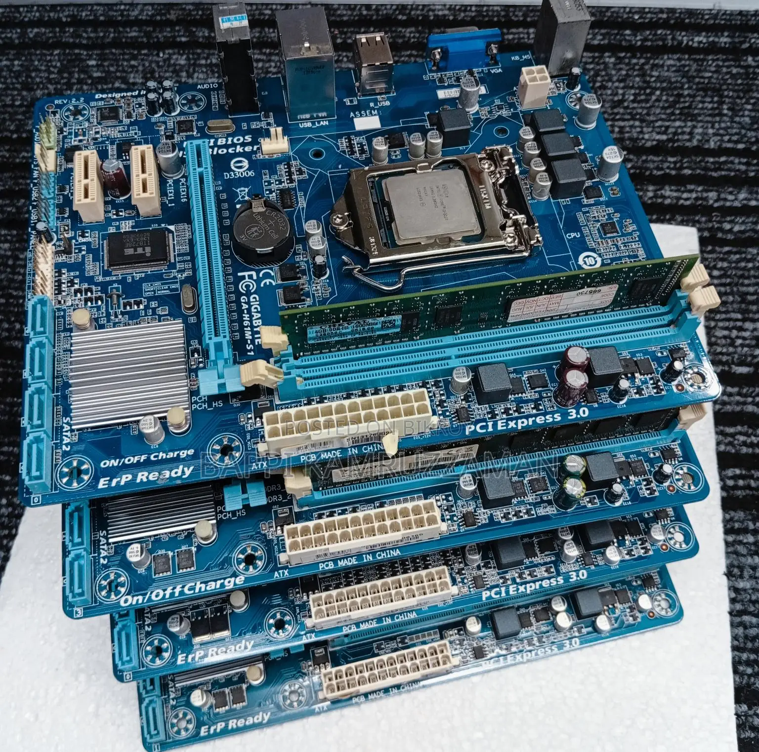 H 61 MOTHERBOARD WITH ONE YEAR WARRANTY.
