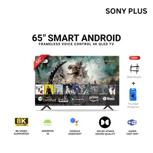 Sony Plus 65 Inch Frameless Voice Control 4K QLED Smart Android TV