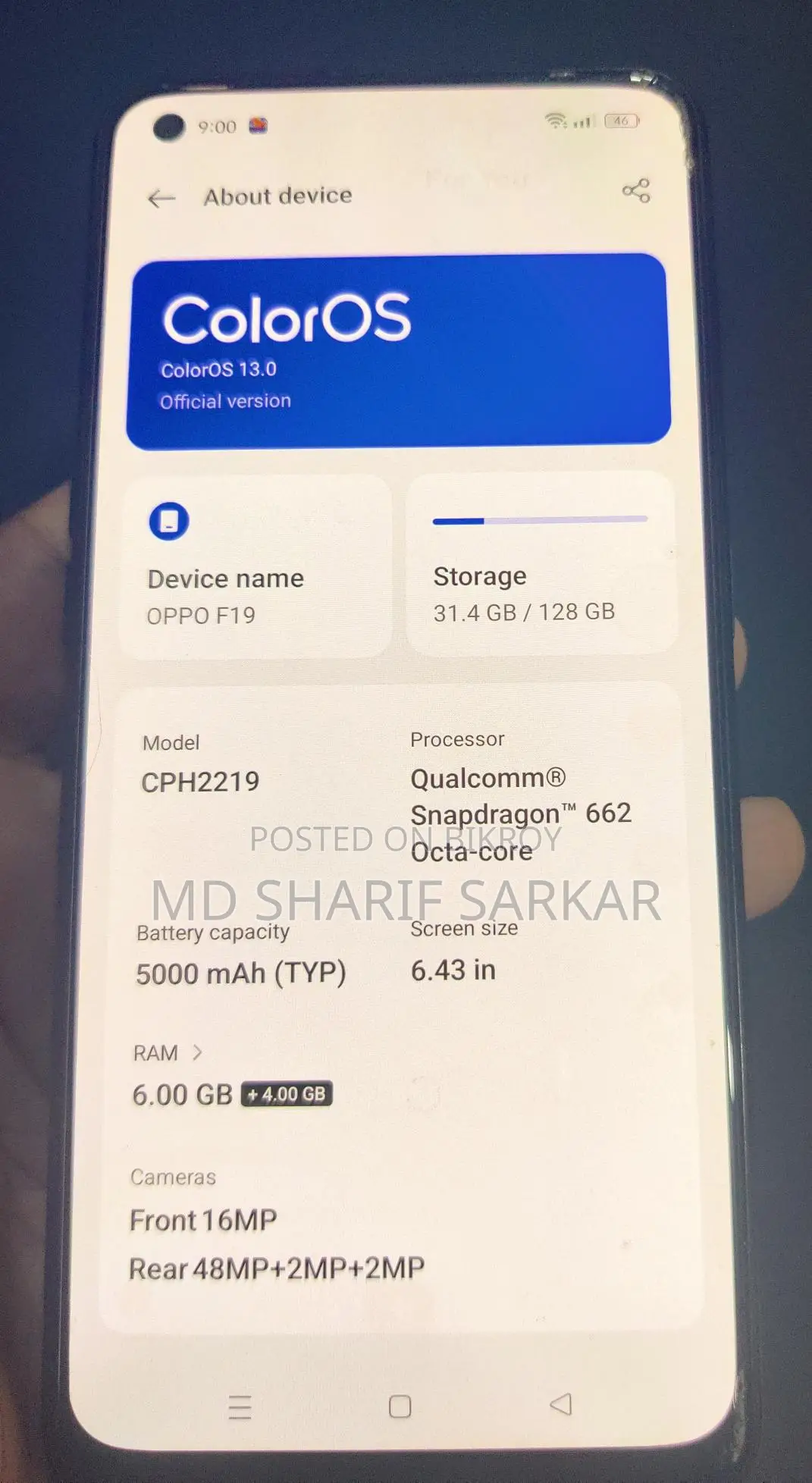 OPPO F19 6+128 (Used)