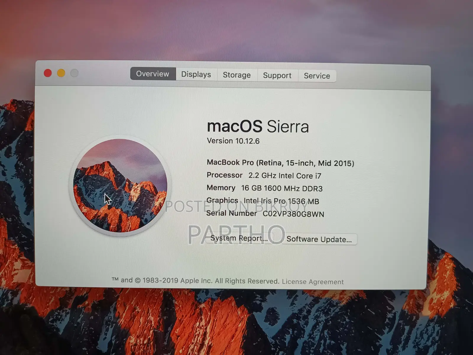 Macbook Pro A1398 16/256
