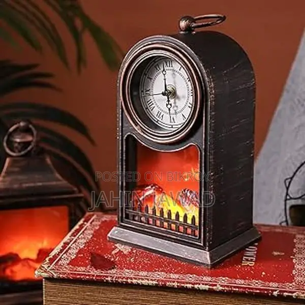 Home Led Fireplace Decorative Flame Light with Clock