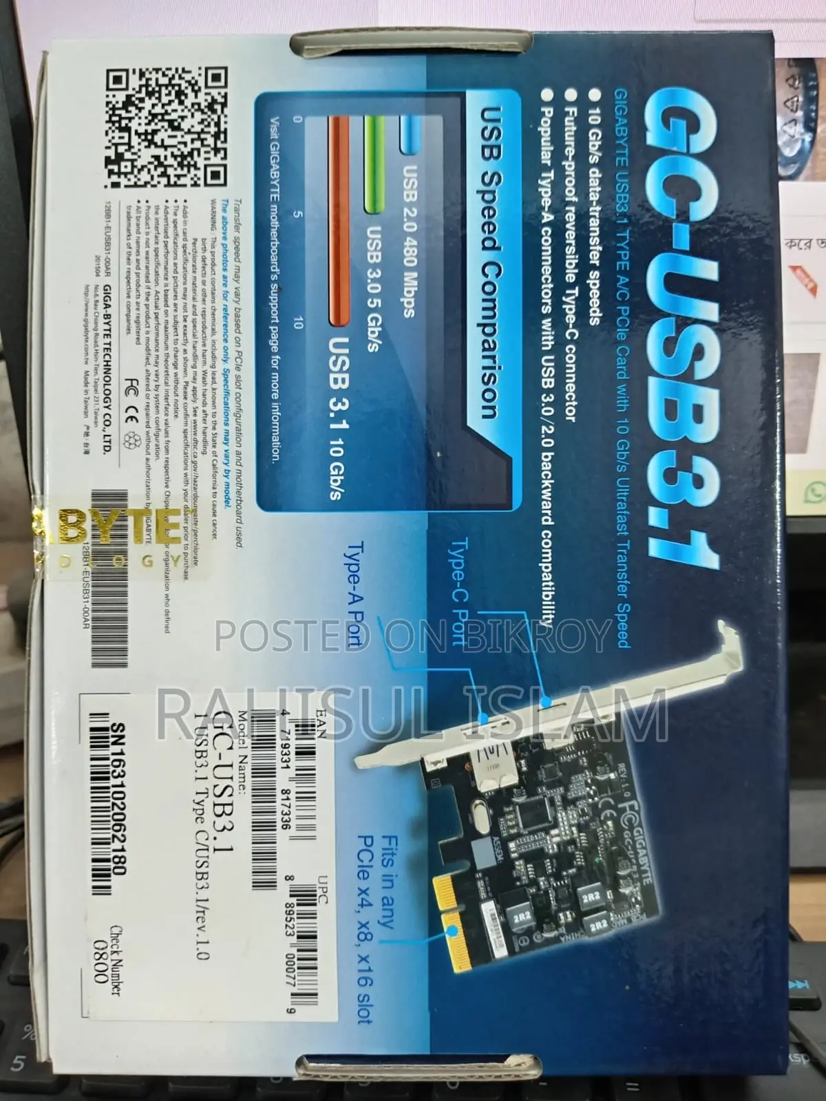 Gigabyte Gc-usb 3.1 Pci Card