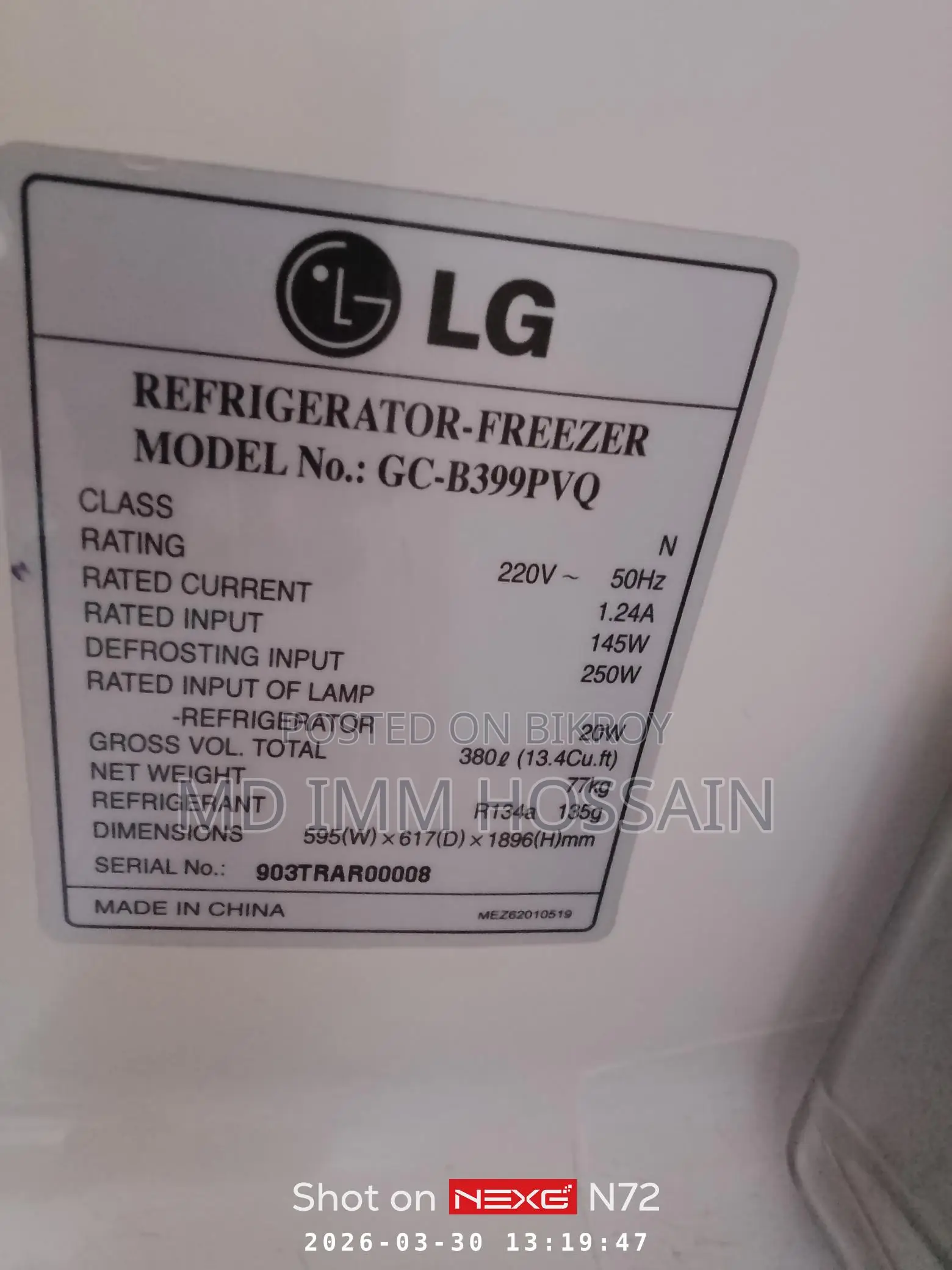Lg Refrigerator for Sale