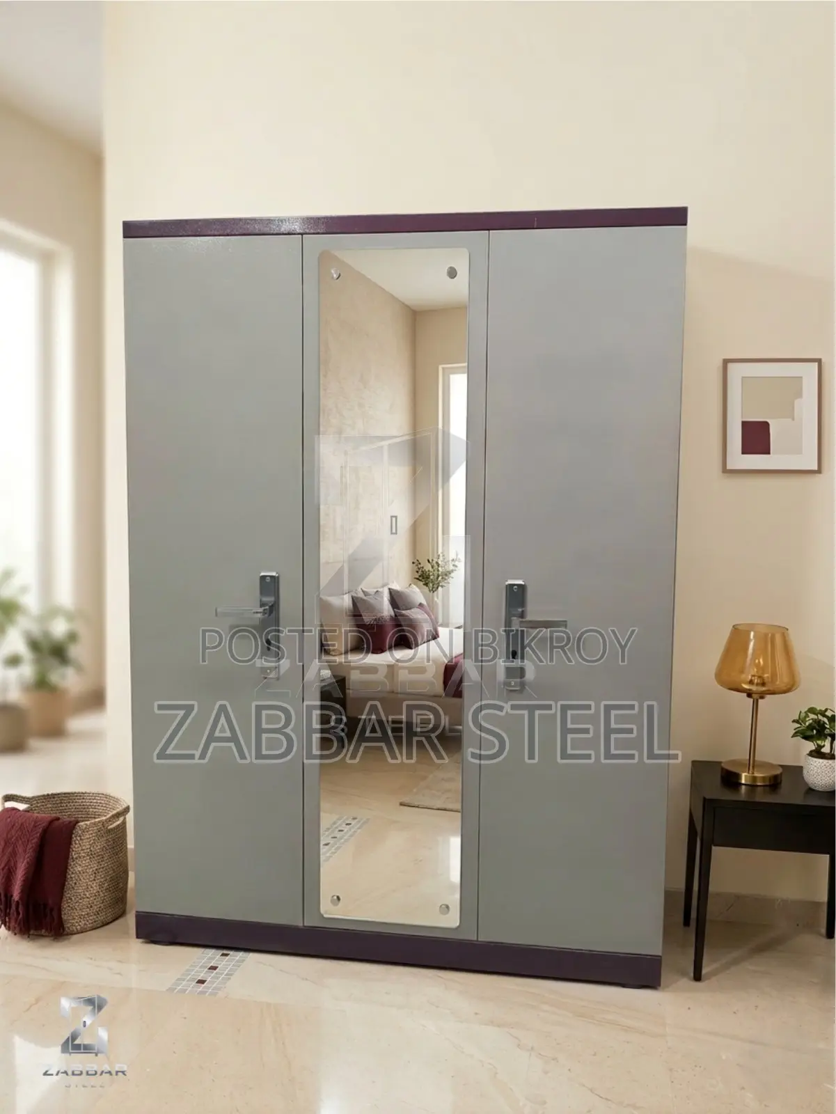Zabbar Steel-এর Modern 3-Door Premium Almirah — Stylish Design