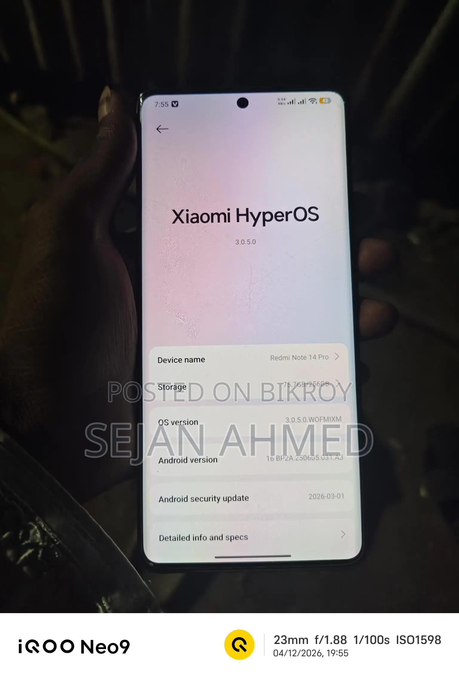 Xiaomi Redmi Note 14 pro used like new (Used)