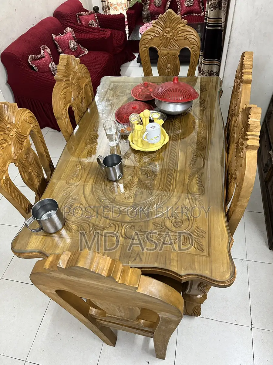 Chittagong Teak Wood Victoria Dining Set with 6 Chairs