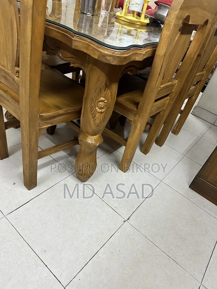 Chittagong Teak Wood Victoria Dining Set with 6 Chairs