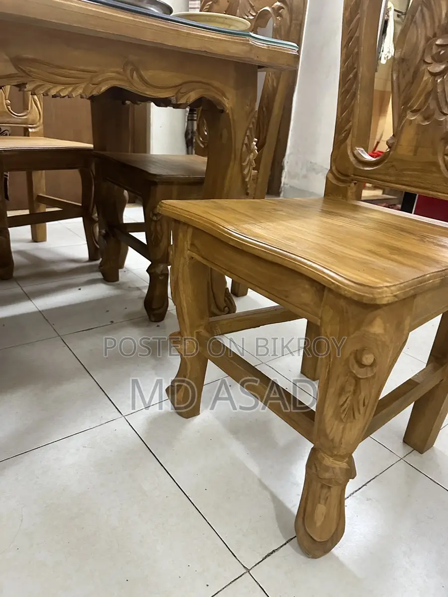 Chittagong Teak Wood Victoria Dining Set with 6 Chairs
