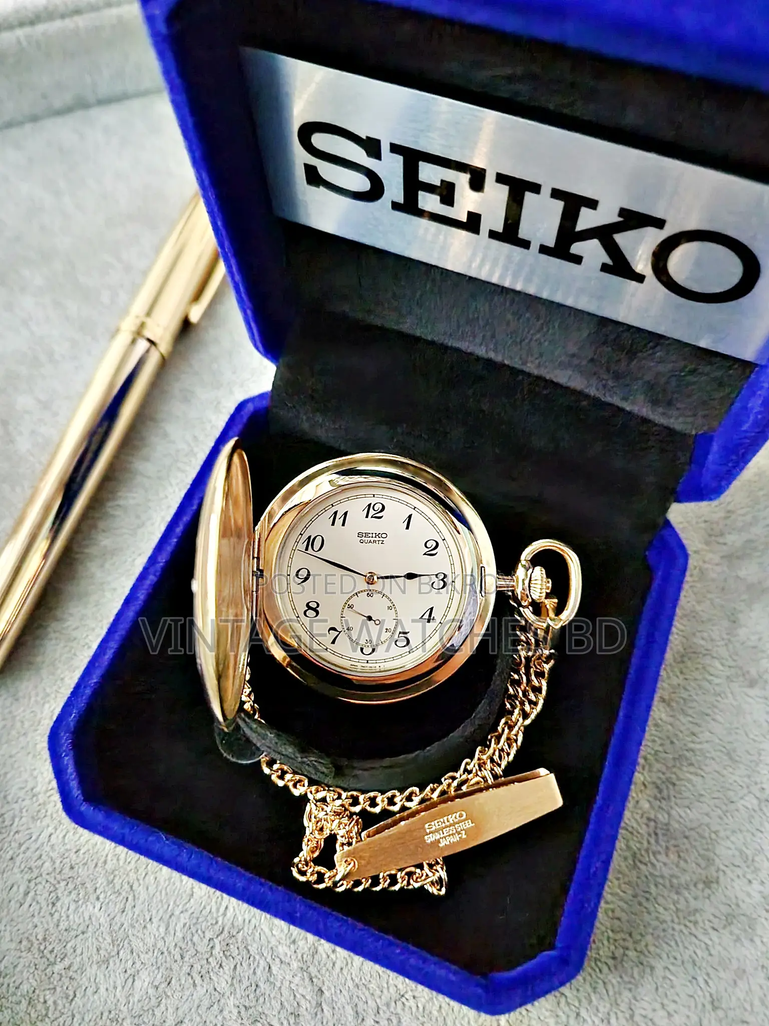 1990's SEIKO Pocket Watch Gold Plated JAPAN