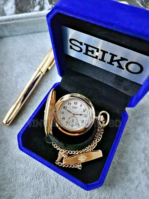 1990's SEIKO Pocket Watch Gold Plated JAPAN