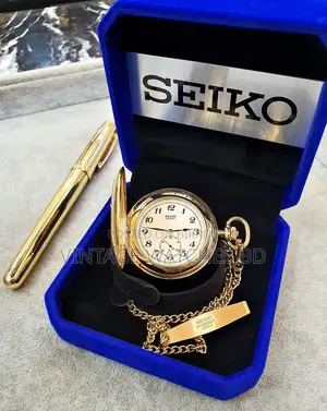 1990's SEIKO Pocket Watch Gold Plated JAPAN