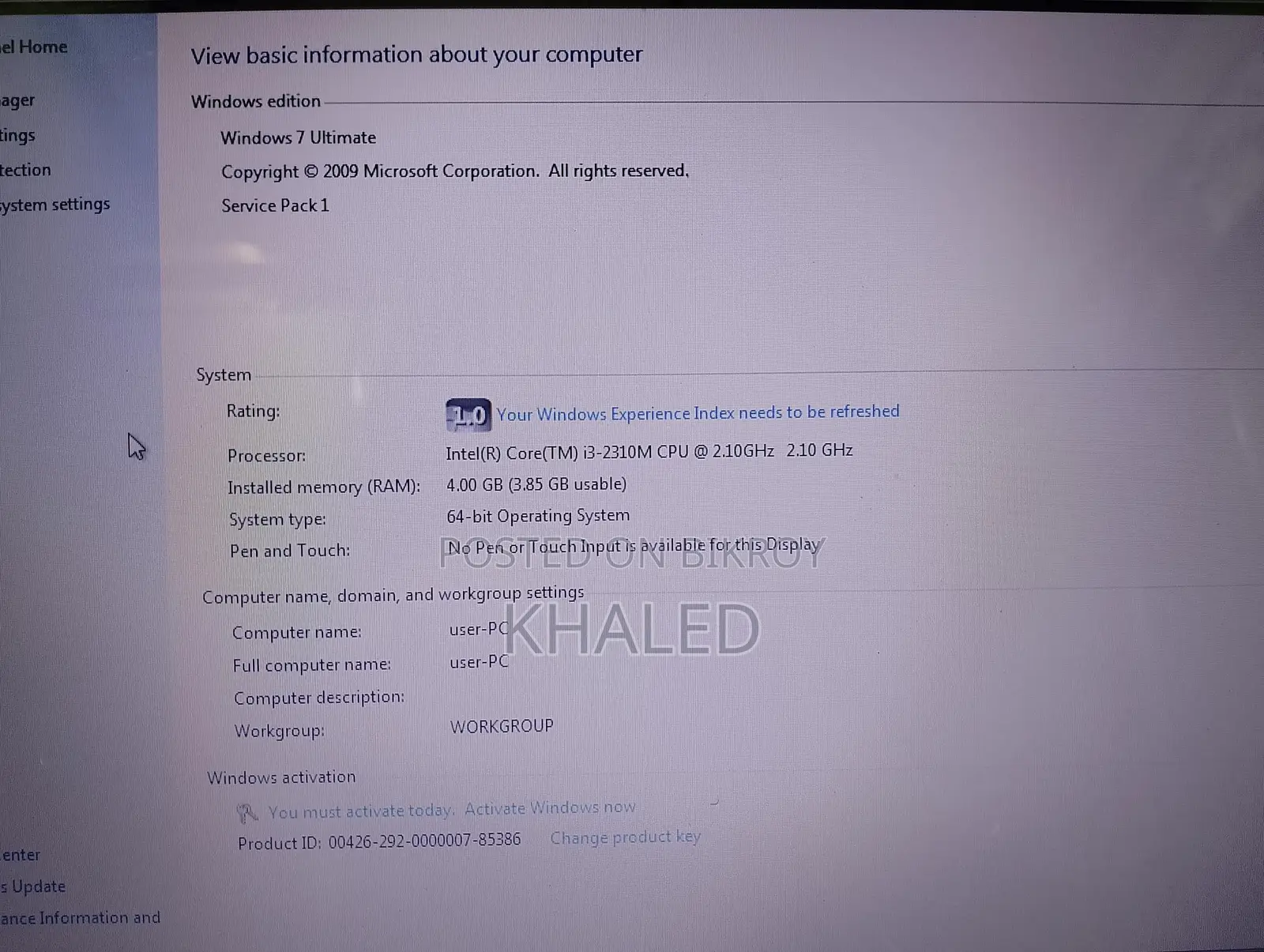 Hp I3 Laptop 4/500gb