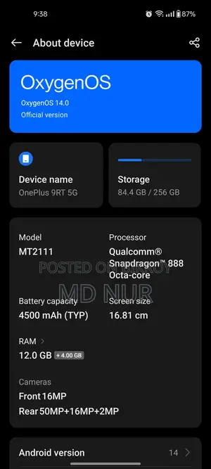 OnePlus 9RT 12/256 GB (Used)