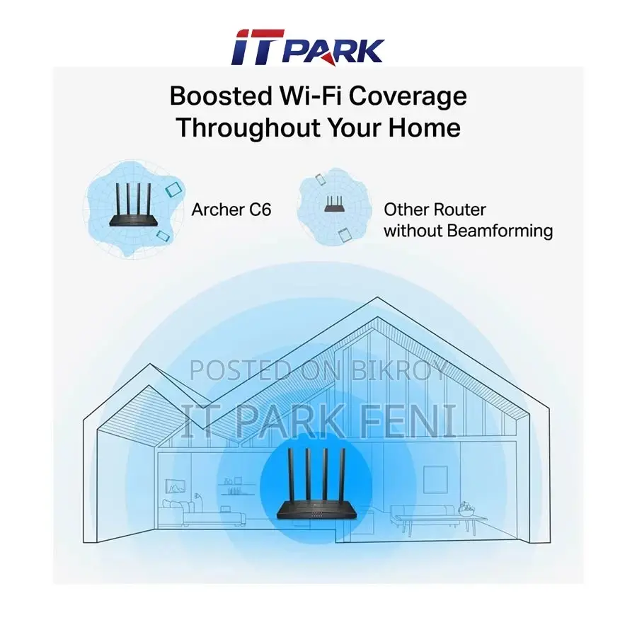 TP-Link Archer C6 V6.0 AC1200 Mbps Gigabit Dual-Band Wi-Fi 5 Router