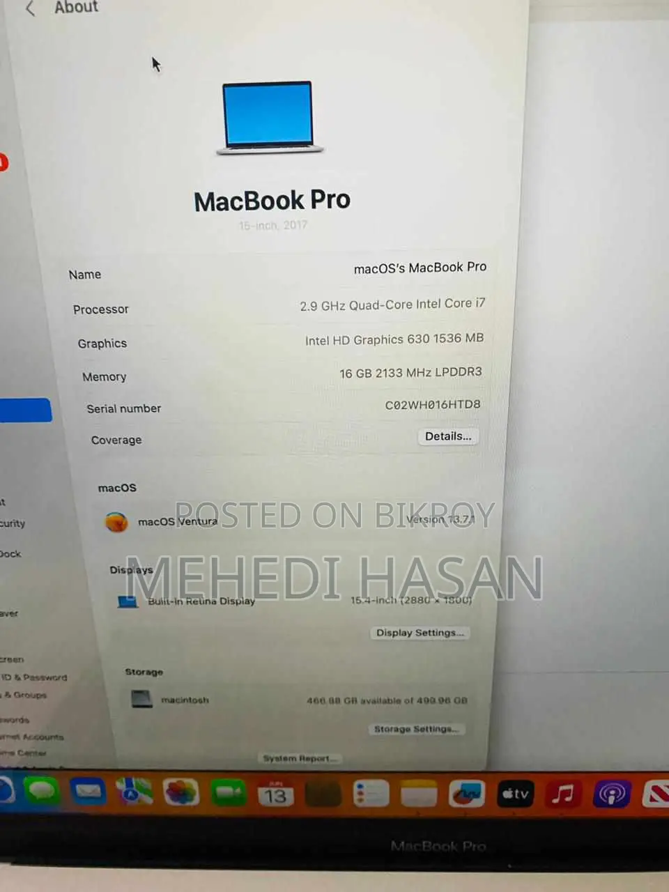 Macbook Pro 2017 Core- i7