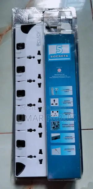 Click Multi Plug 5 Sockets with 16.5 Feet Cable