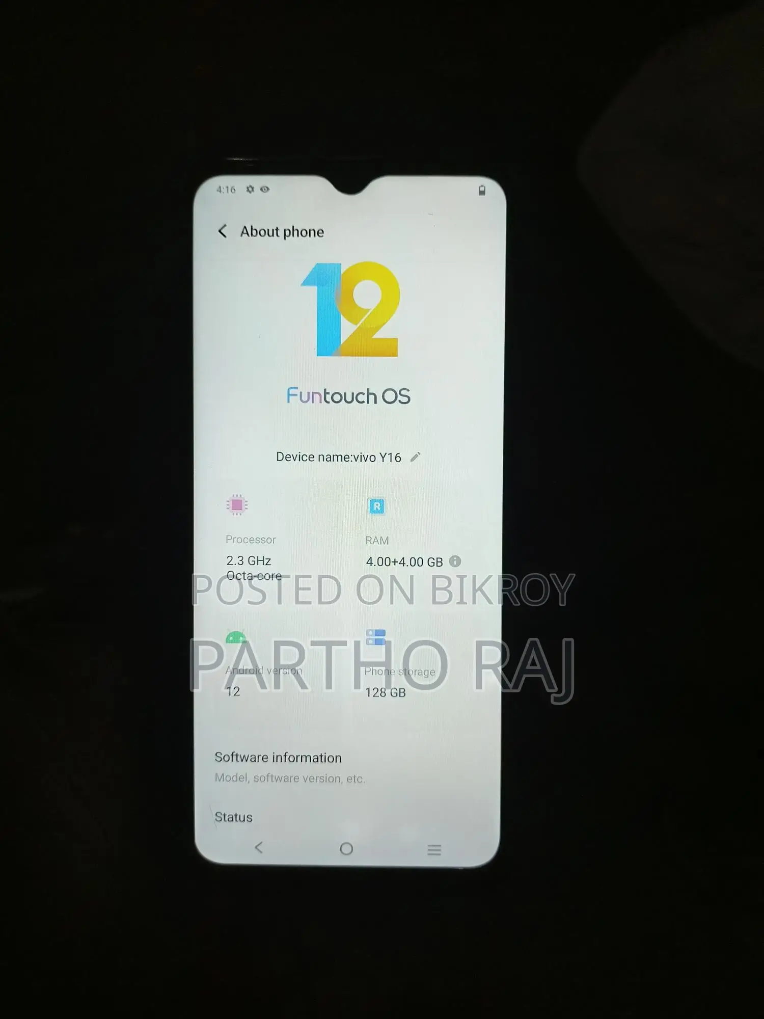 Vivo Y16 4+128 (Used)