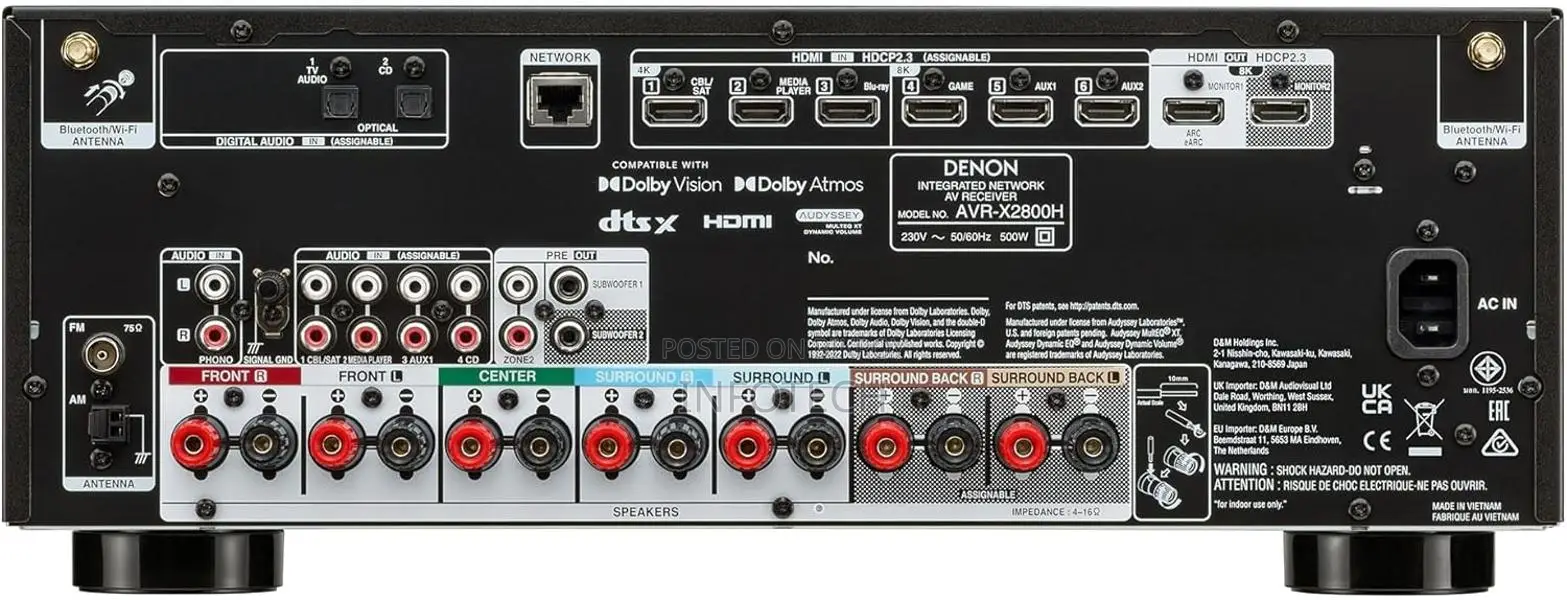 Denon AVR-X2800H 7.2-CH Bluetooth AV Receiver