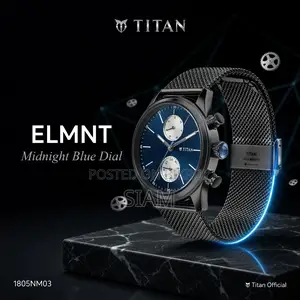Titan Elmnt মিডনাইট ব্লু ডায়াল স্টেইনলেস স্টিল স্ট্র্যাপ ঘড়ি - 1805nm03