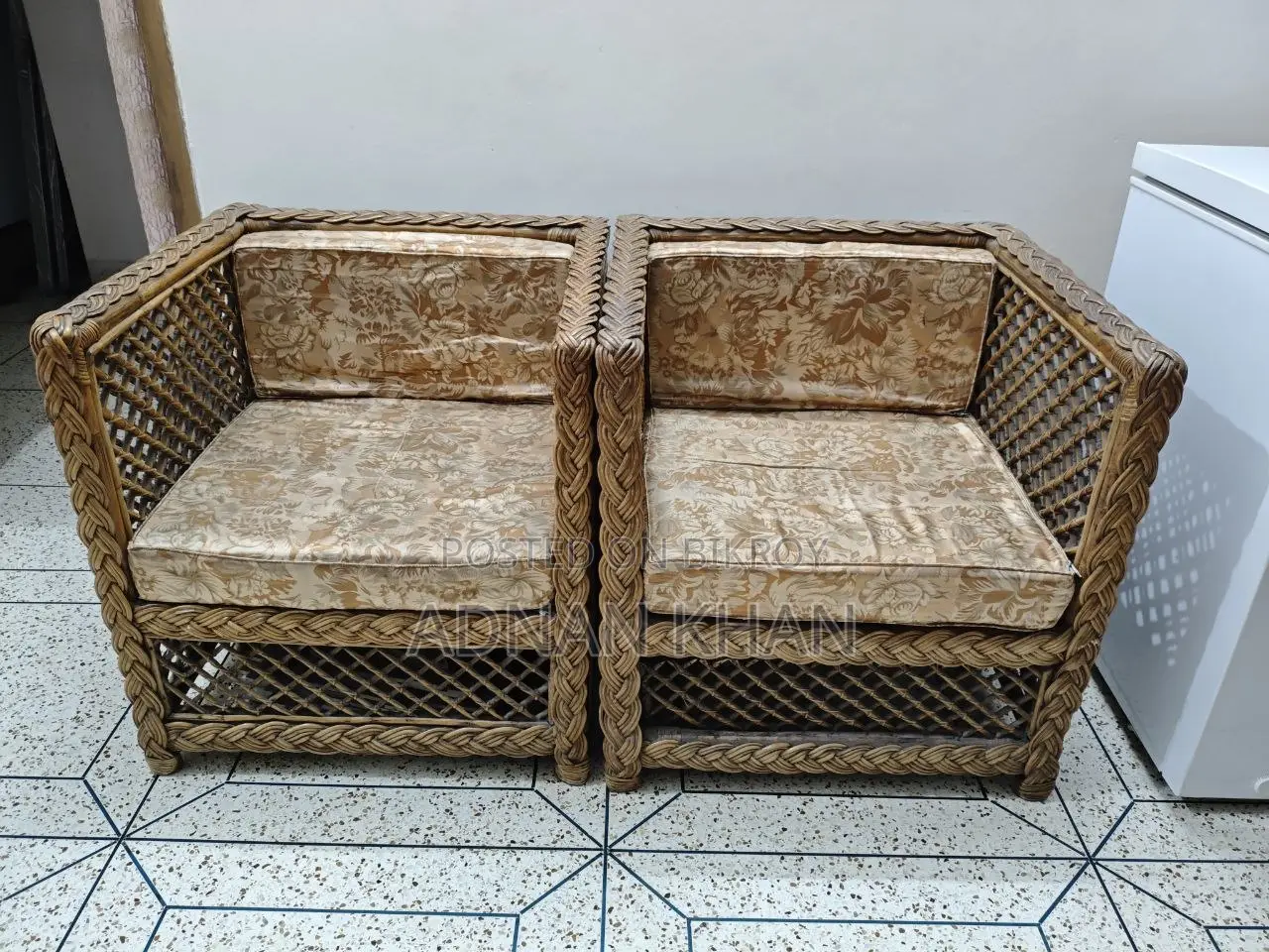 বেতের সোফা সেট - Five Seater Rattan Sofa Set With Table