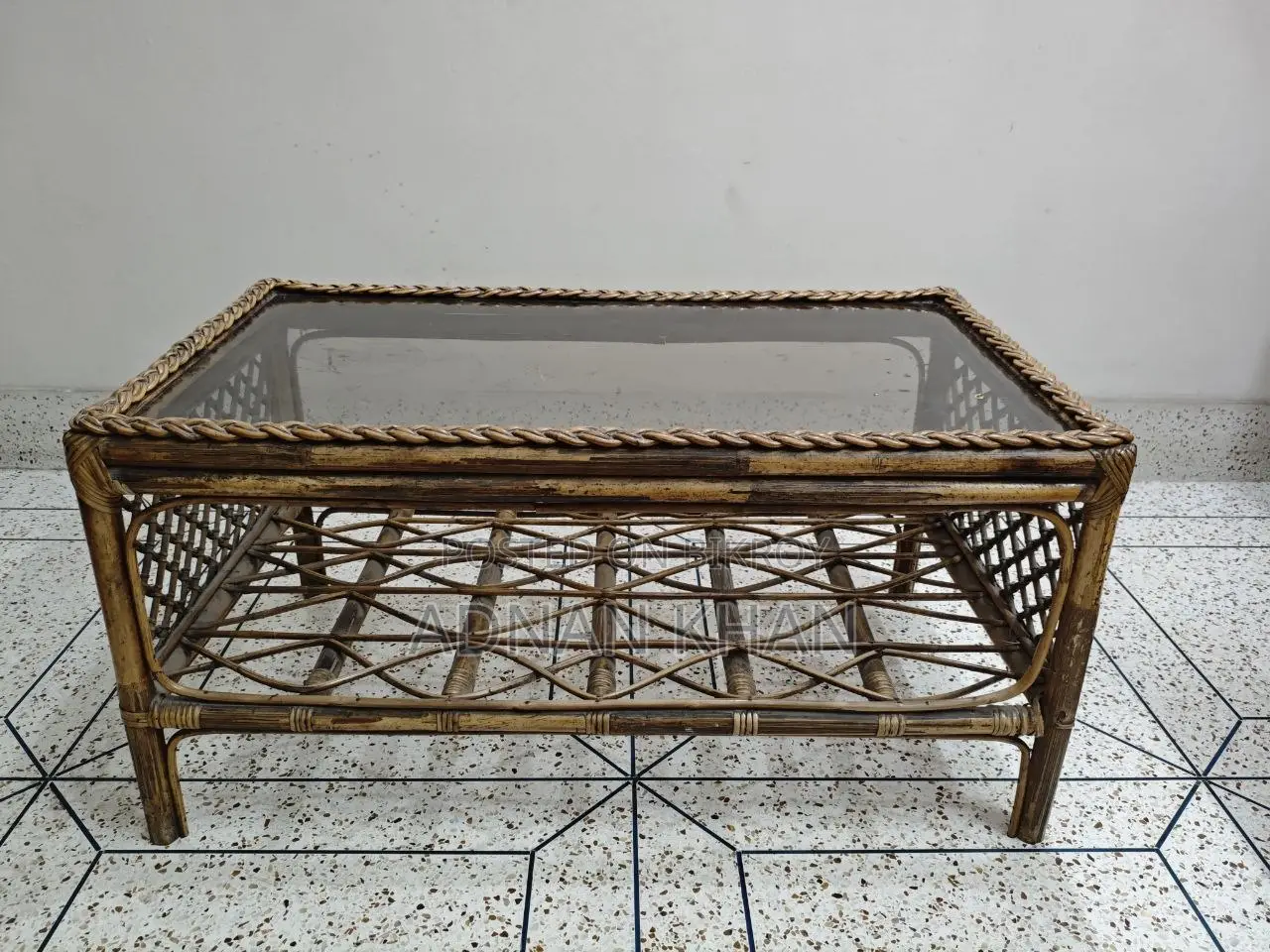 বেতের সোফা সেট - Five Seater Rattan Sofa Set With Table