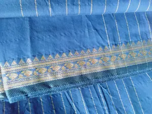 Blue Cotton Fabric Saree