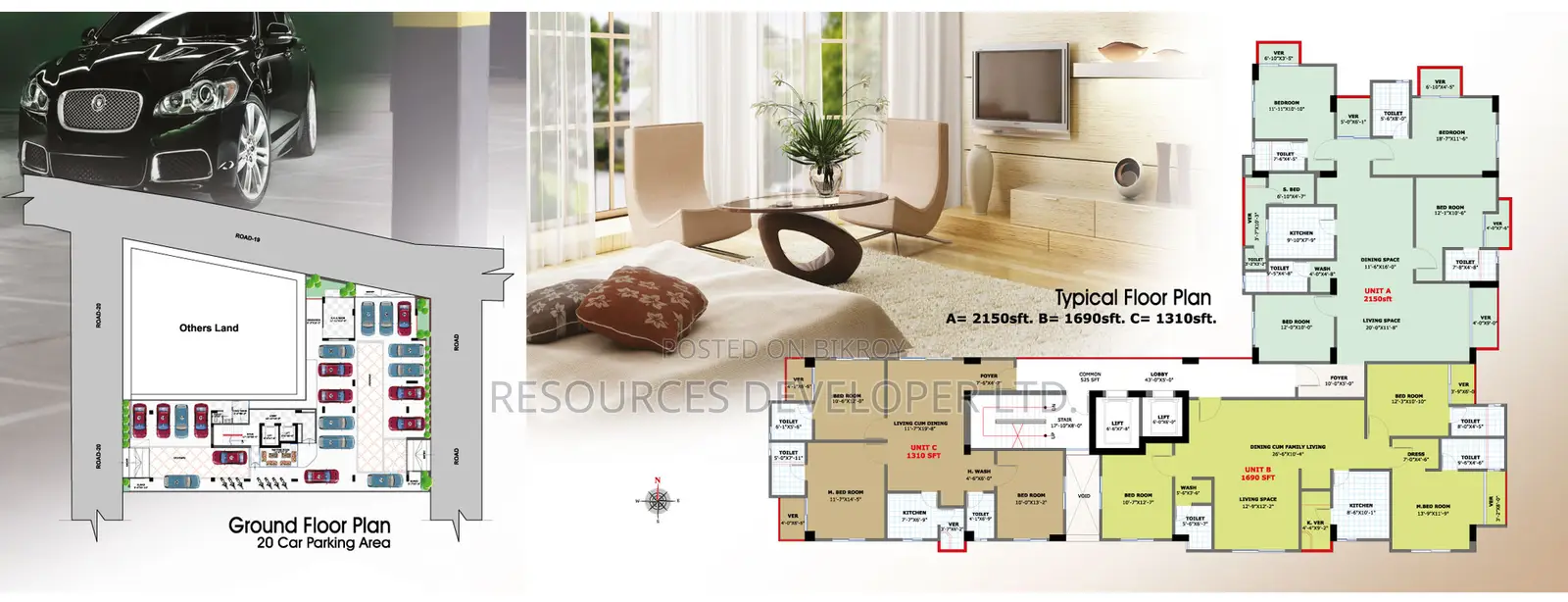 Banasree, Rampura – 2150 SFT Corner Flat for Sale (4 Bed)