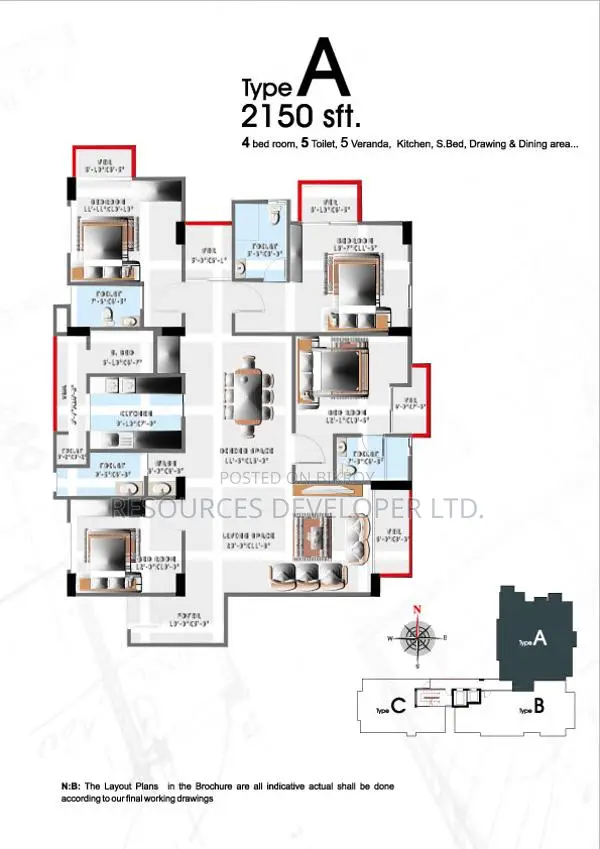 Banasree, Rampura – 2150 SFT Corner Flat for Sale (4 Bed)