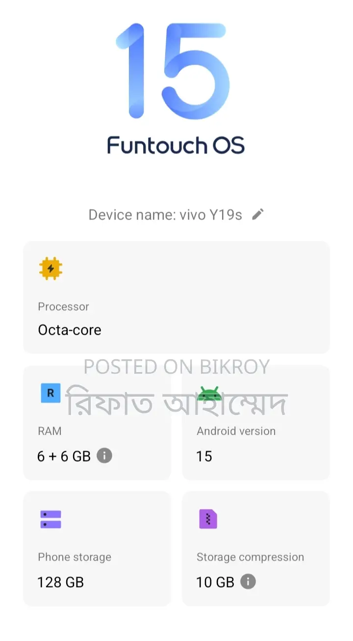 Vivo Y19s . (Used)