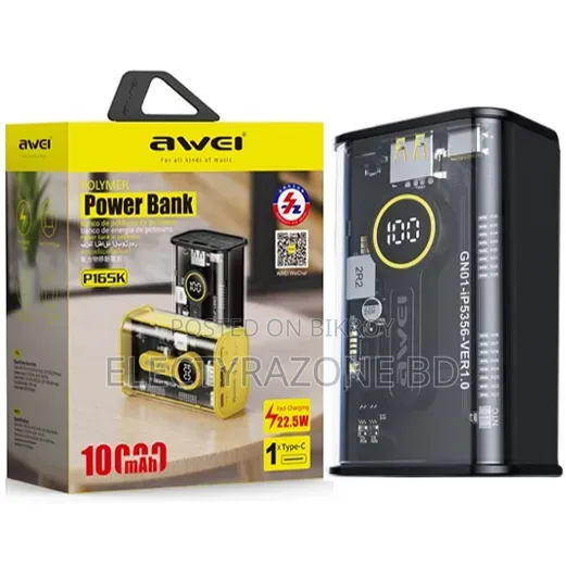 Awei P165k 10000mAh 22.5W Transparent Fast Charging Power Bank