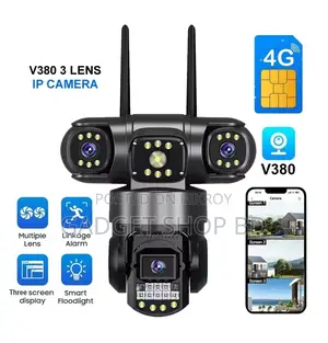 Three 3 Lens 4G Sim Full Hd 6mp Outdoor Waterproof Ip Camera V380 Pro